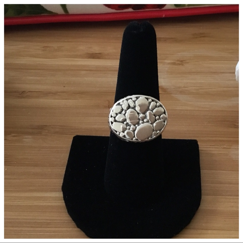 Vintage Sterling Silver Flat Top Pebble Ring 8